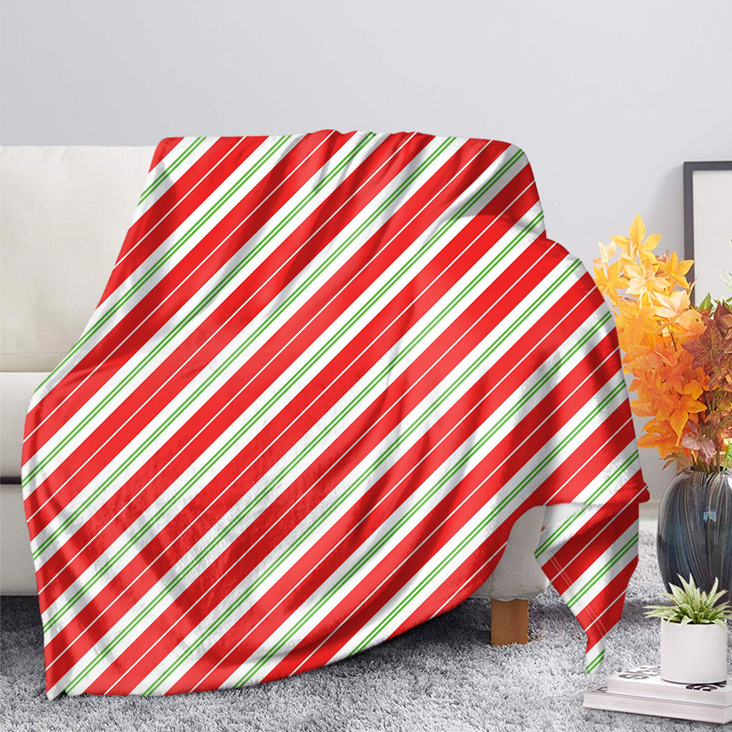 Christmas Candy Cane Stripes Print Blanket