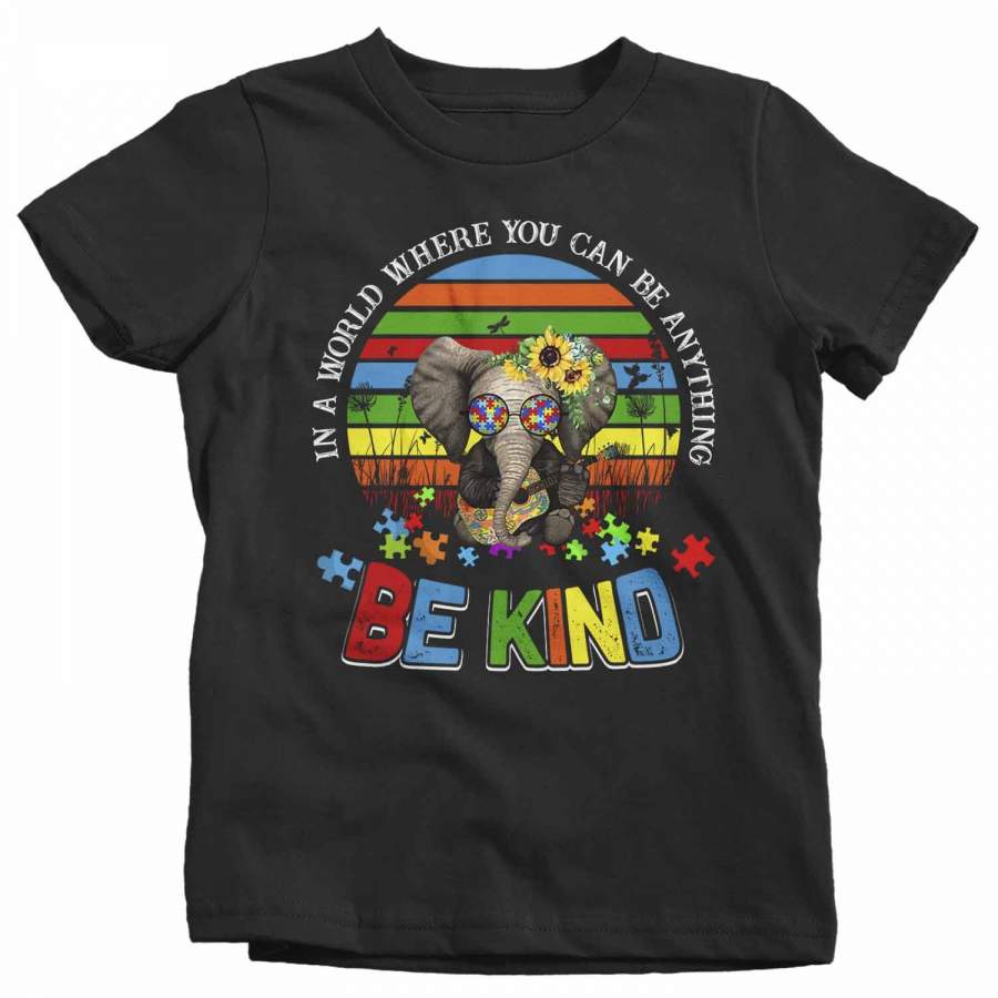 Kids Autism Awareness T Shirt Be Kind Shirt Autism Elephant Shirt Boho Autism Shirt Autism Awareness Shirt