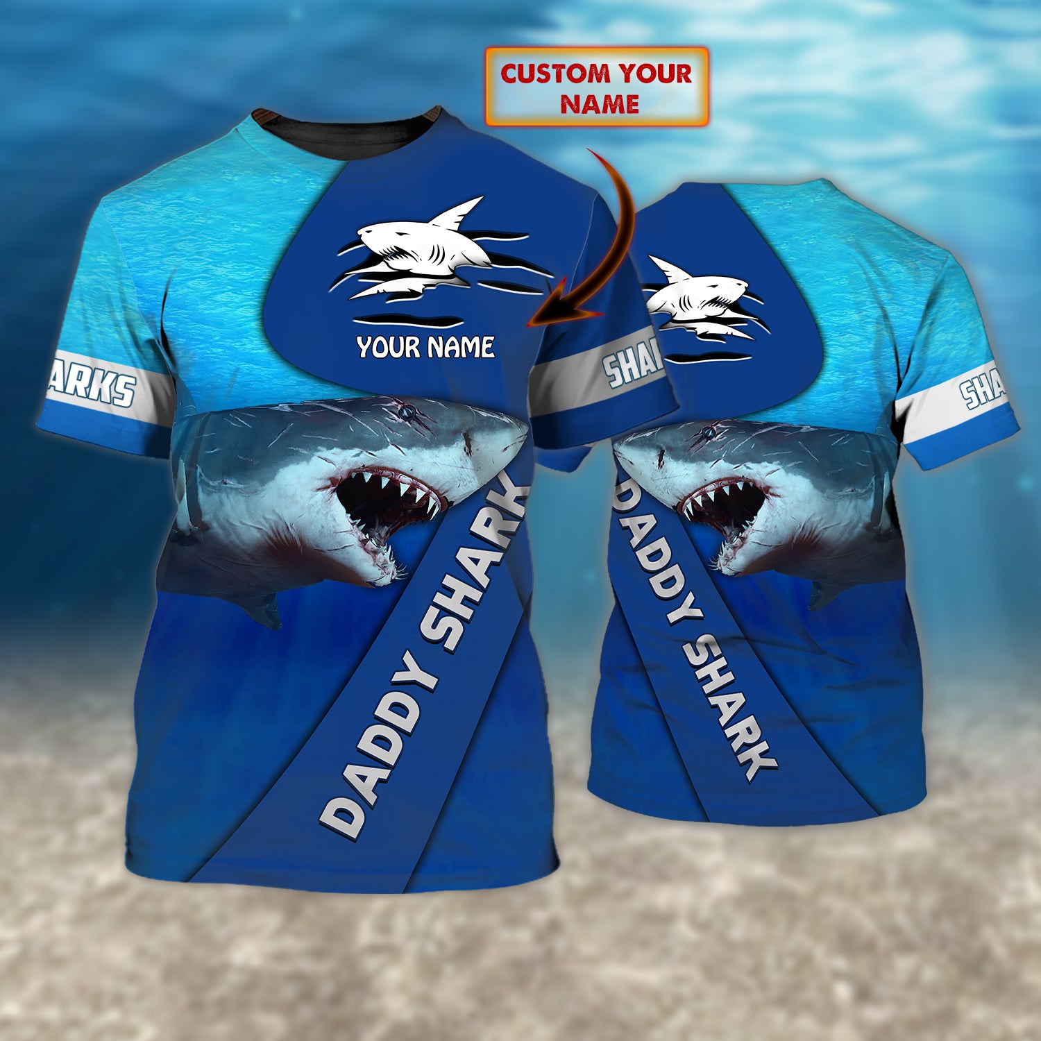 Daddy Shark – Personalized Name 3D Tshirt 59 – Lta98