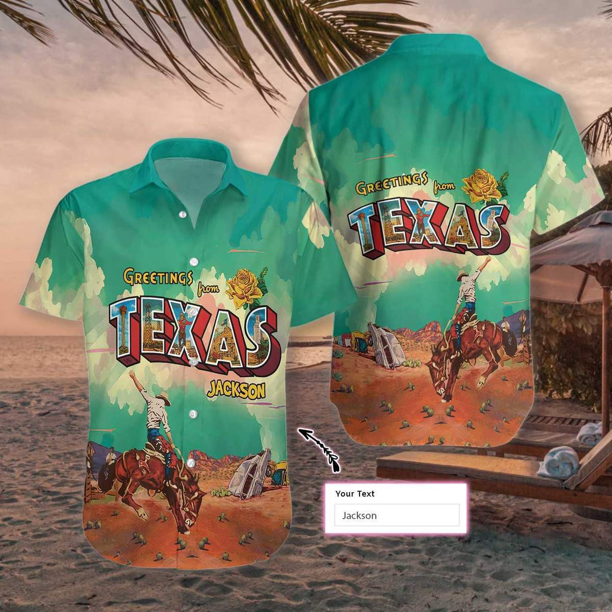 Greetings From Cowboy Texas Custom Name Hawaii Shirts Xh Ha1888