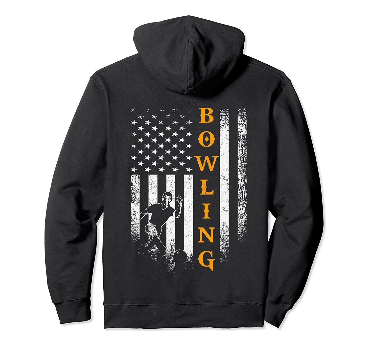 Vintage USA American Flag Bowling Player Silhouette Funny Pullover Hoodie, T-Shirt, Sweatshirt, Tank Top, Racerback, Dolman