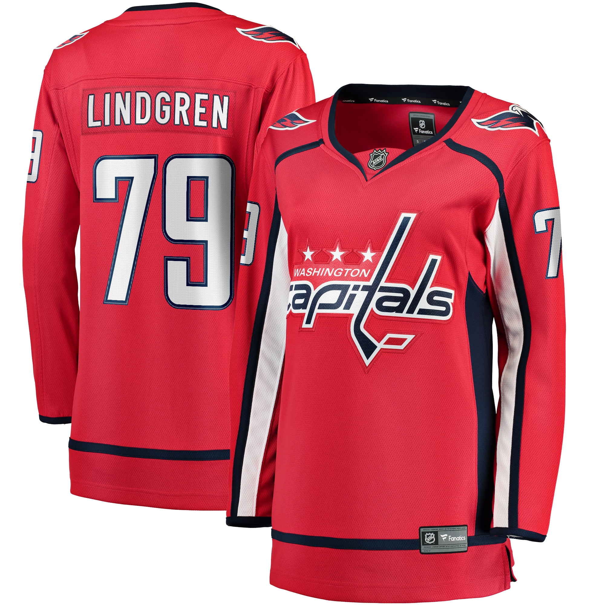 Women's Washington Capitals Charlie Lindgren Red Home Breakaway Player Jersey