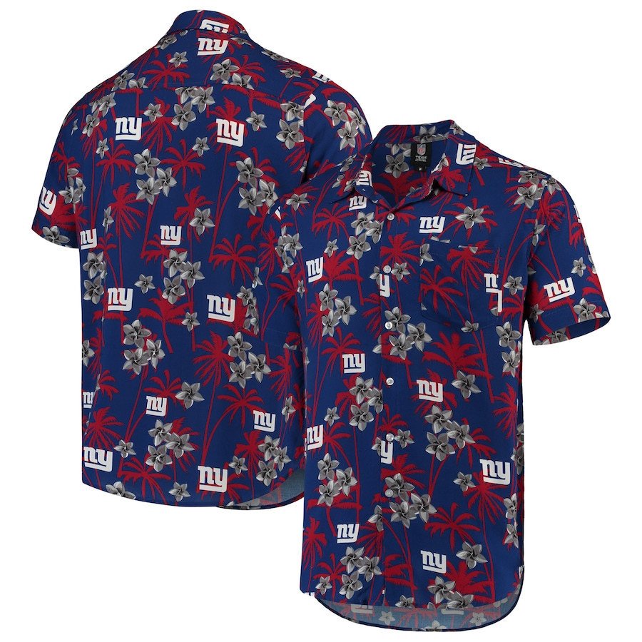 New York Giants Royal Floral Woven Hawaii Shirt Ha20417