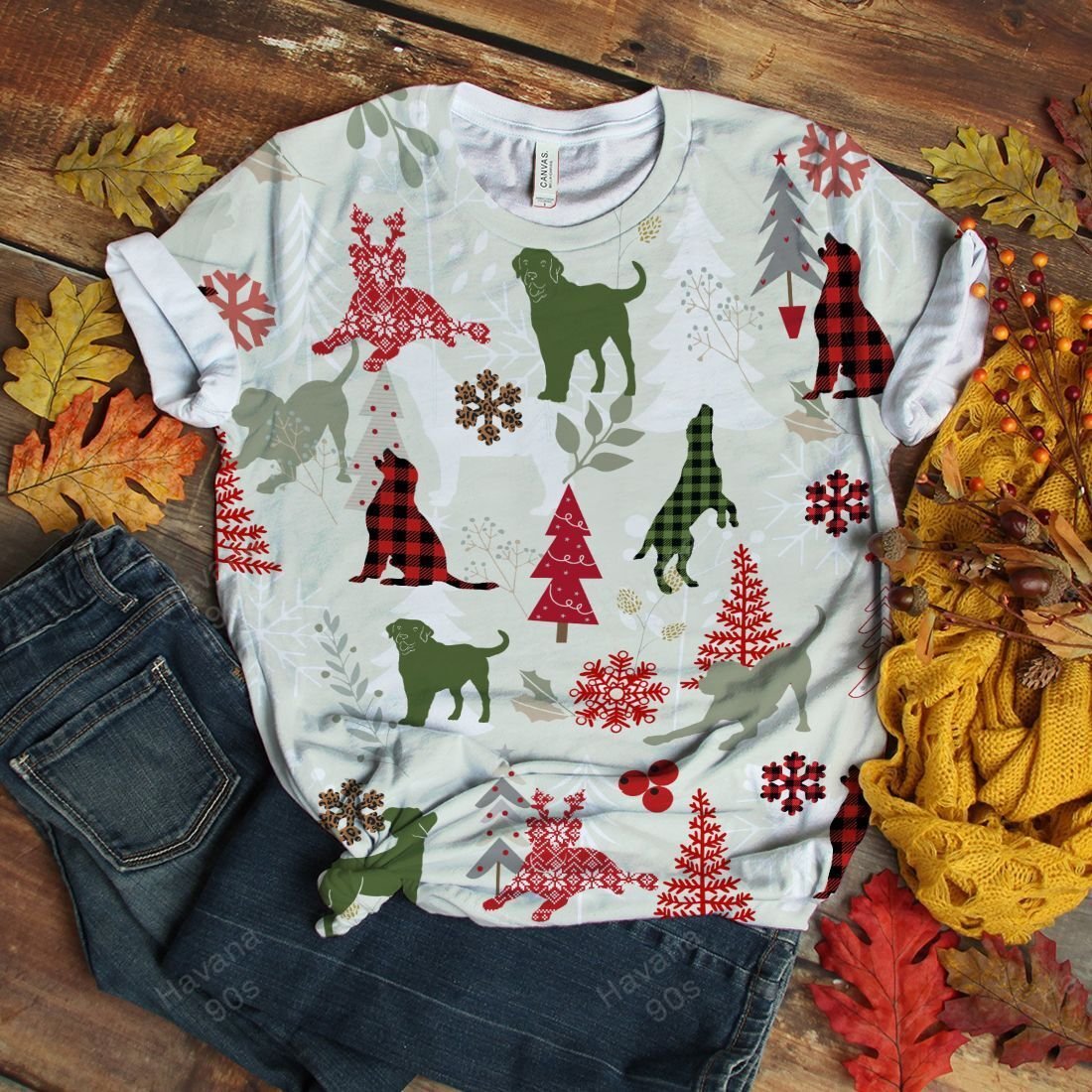 Labrador Retriever T-shirt Christmas Flannel V2