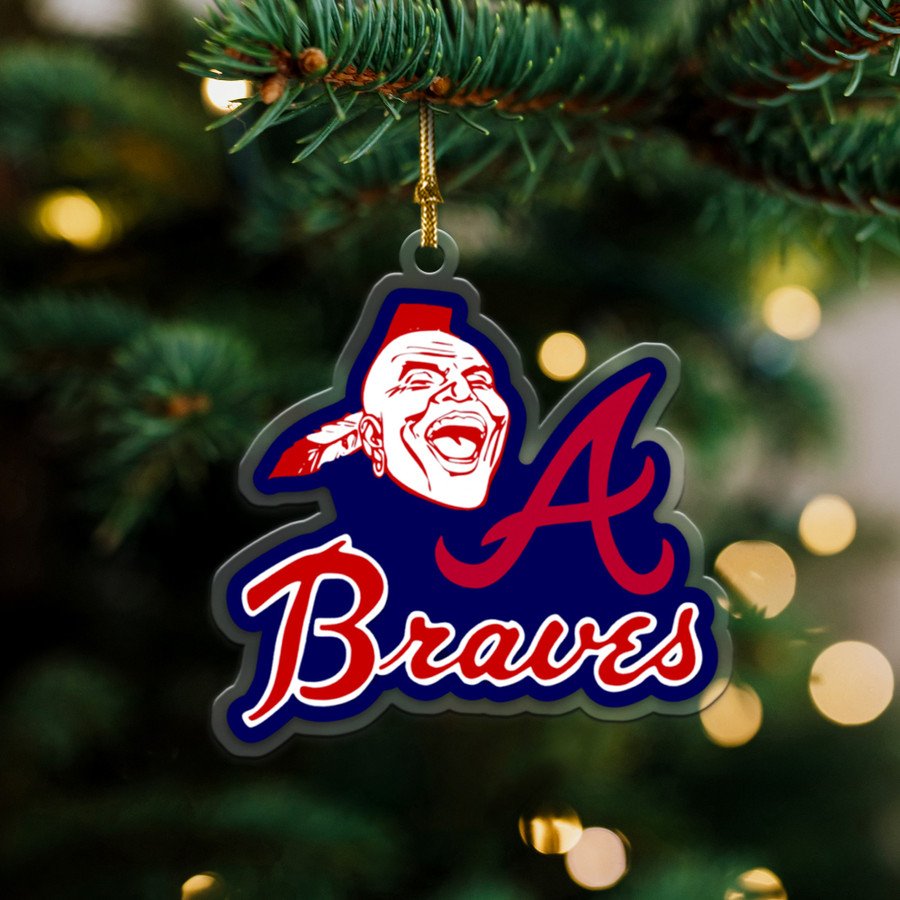 Atlanta Braves Screaming Indian With Logo Ornament