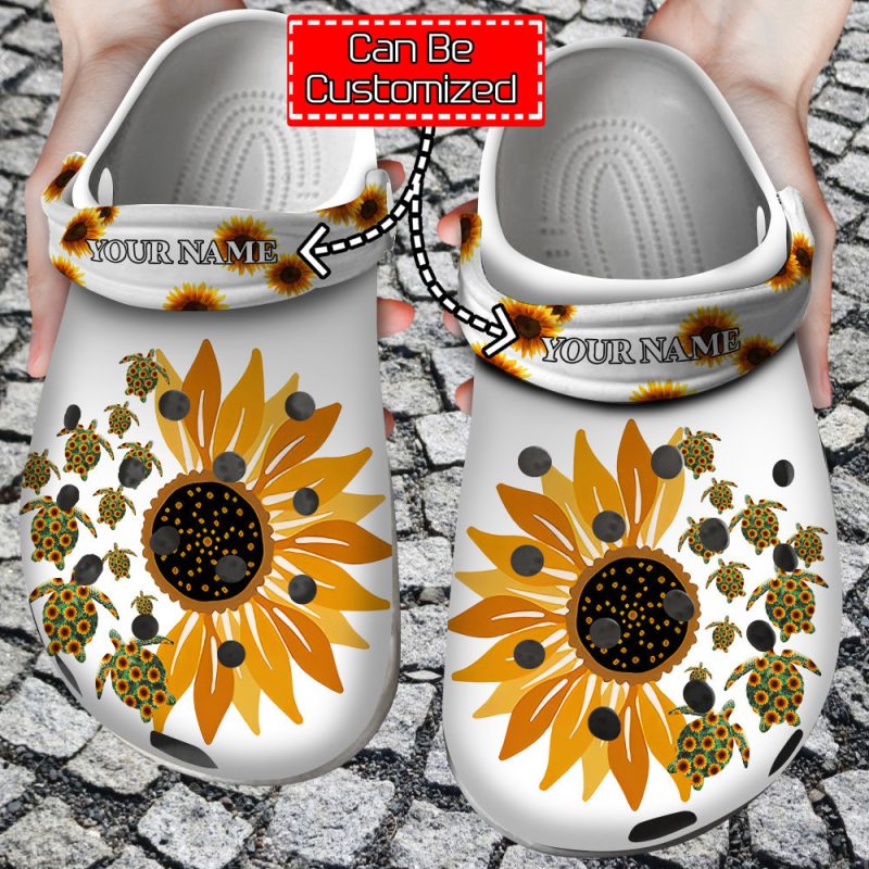 Animal Print – Turtle Sunflower Clog Shoes For Men And Women