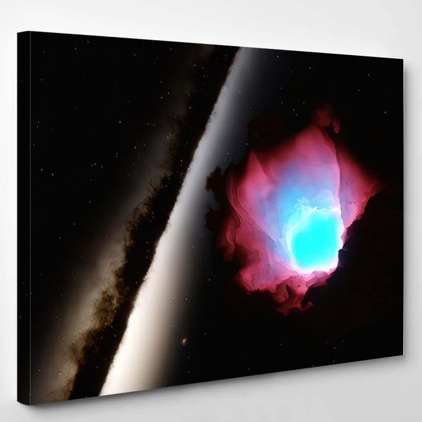 Unusual Redblue Nebula Distant Galaxy 3D – Galaxy Sky And Space Canvas Print