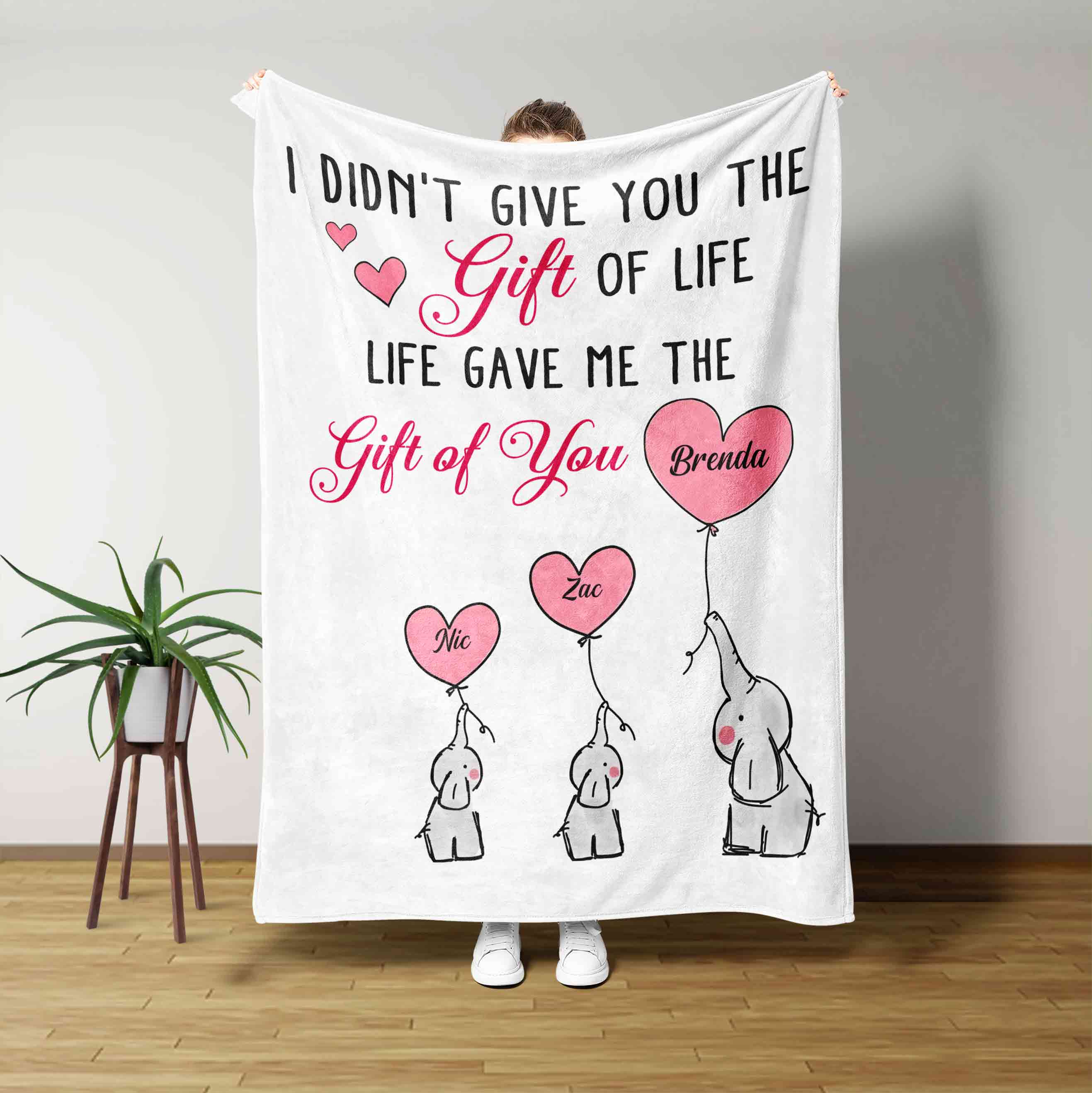 I Didn’T Give You The Gift Of Life Blanket, Elephant Blanket, Hearts Blanket, Gift Blanket