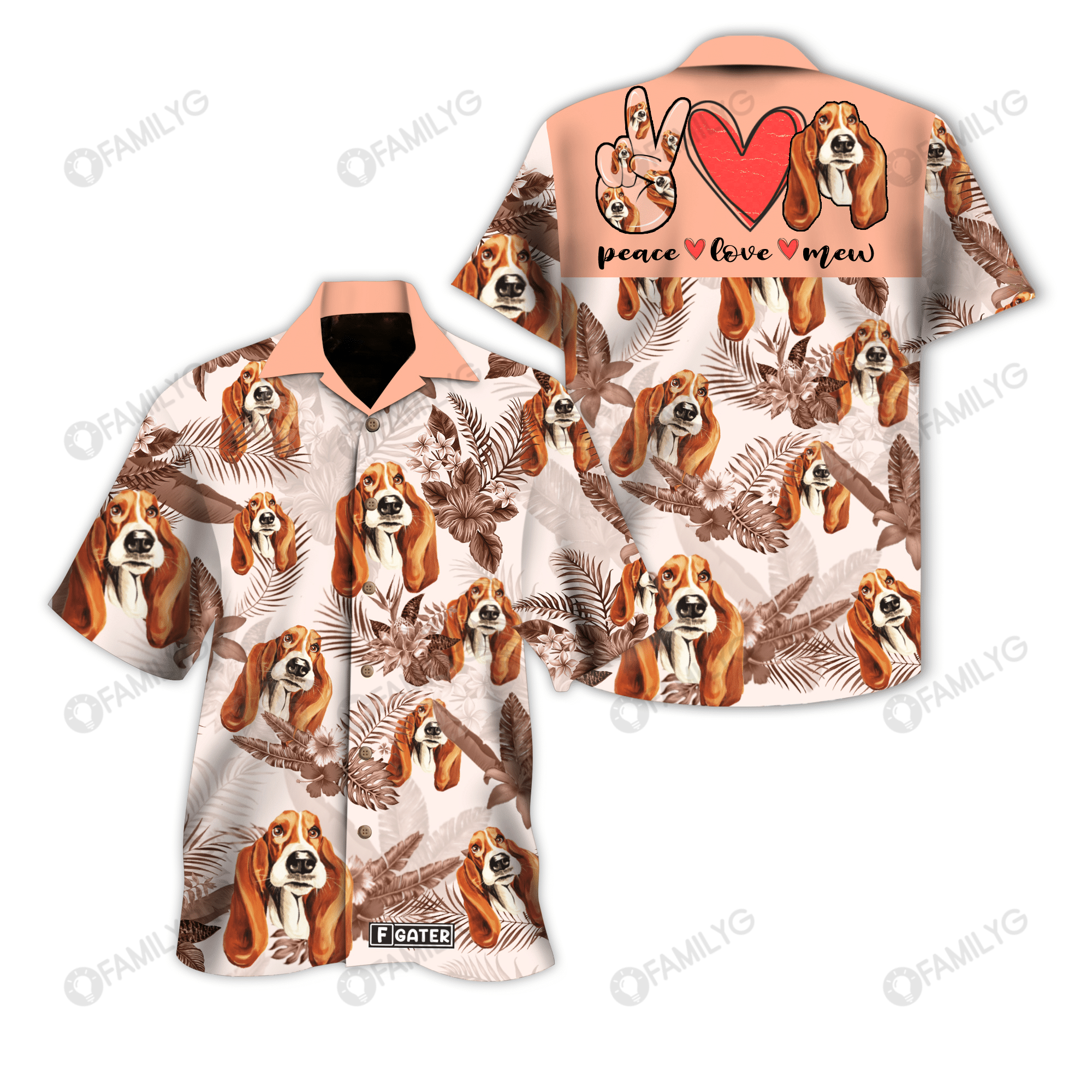 Basset Hound Shirt – Personalized Peace Love Basset Hound Custom Hawaiian Shirt – Re Summer Hawaiian For Men, Women, Couple