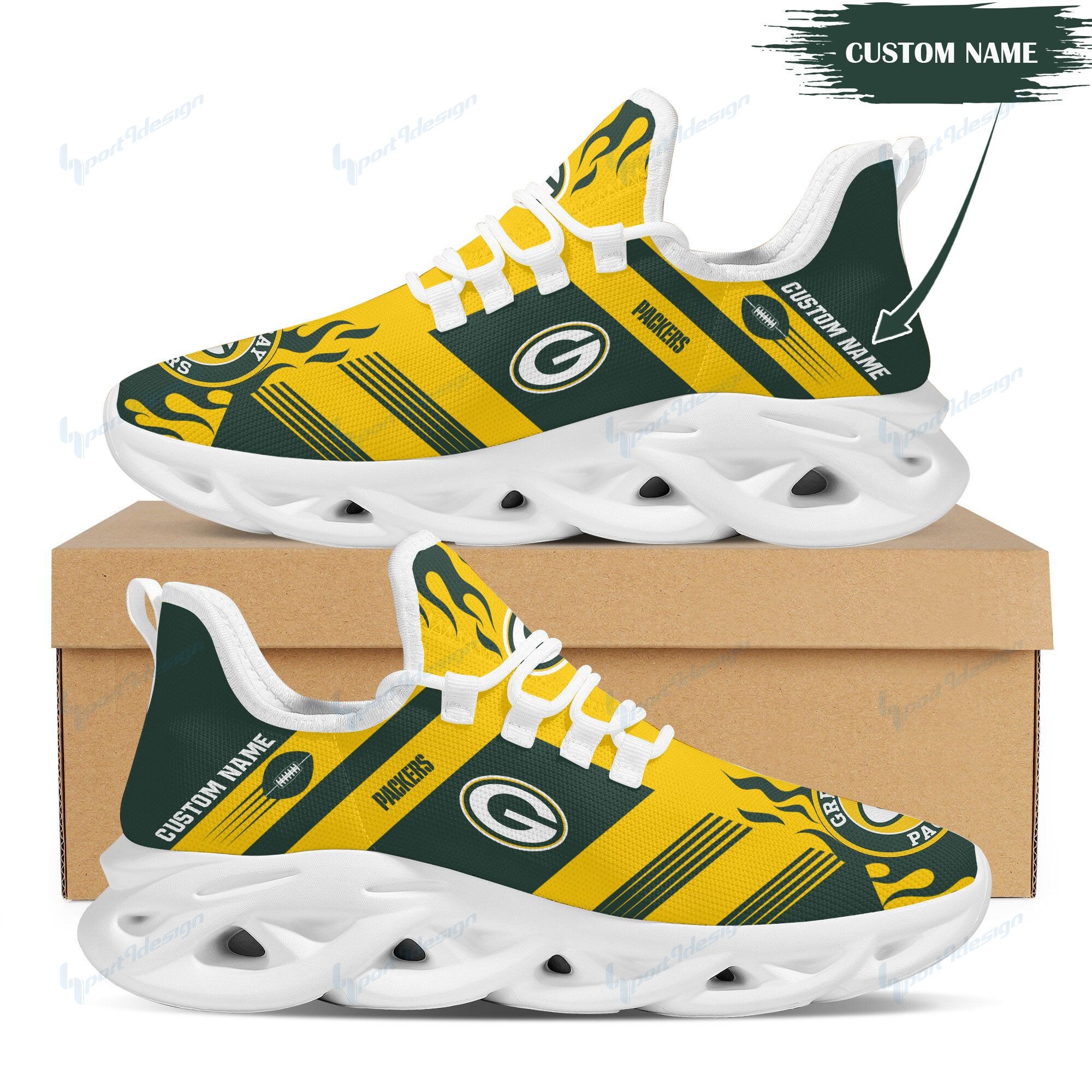 Green Bay Packers Personalized Yezy Running Sneakers Bb572