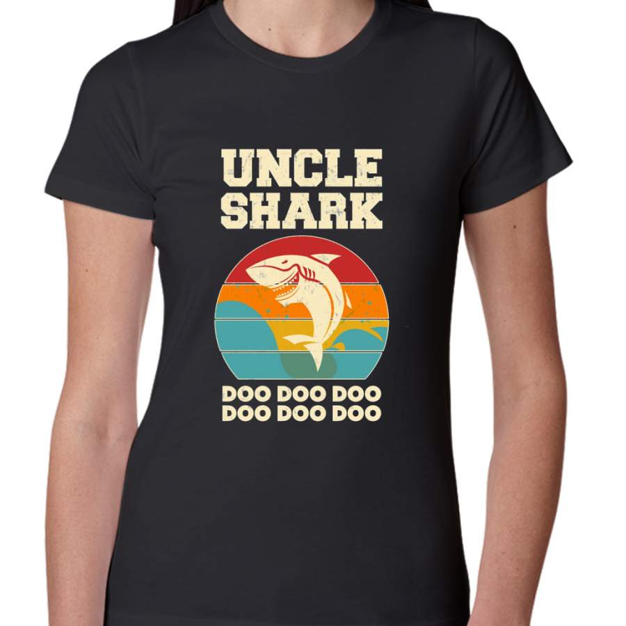 Uncle Shark Retro Vintage Fathers Day Dad Women T-Shirt