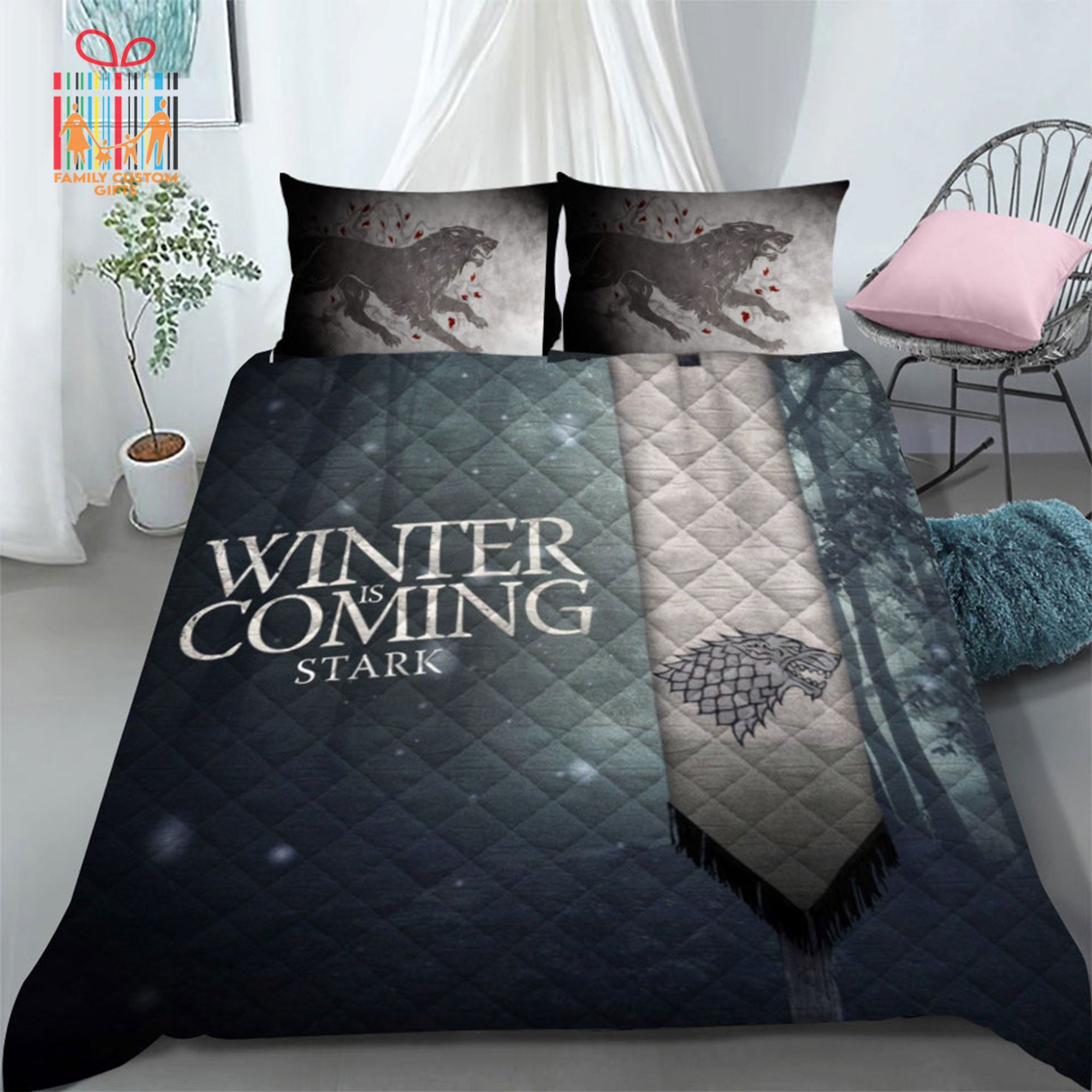 Custom Quilt Sets For Kids Teens Adult Game Of Thrones Winter Is Coming Personalized Quilt Bedding