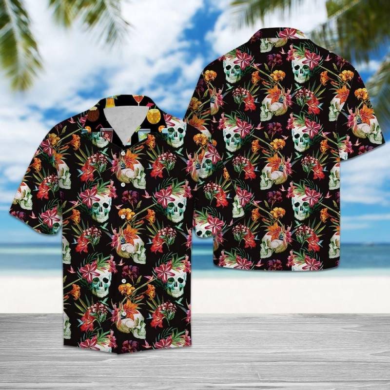 Artsyhomes Skull Tropical Hawaiian Ha13253