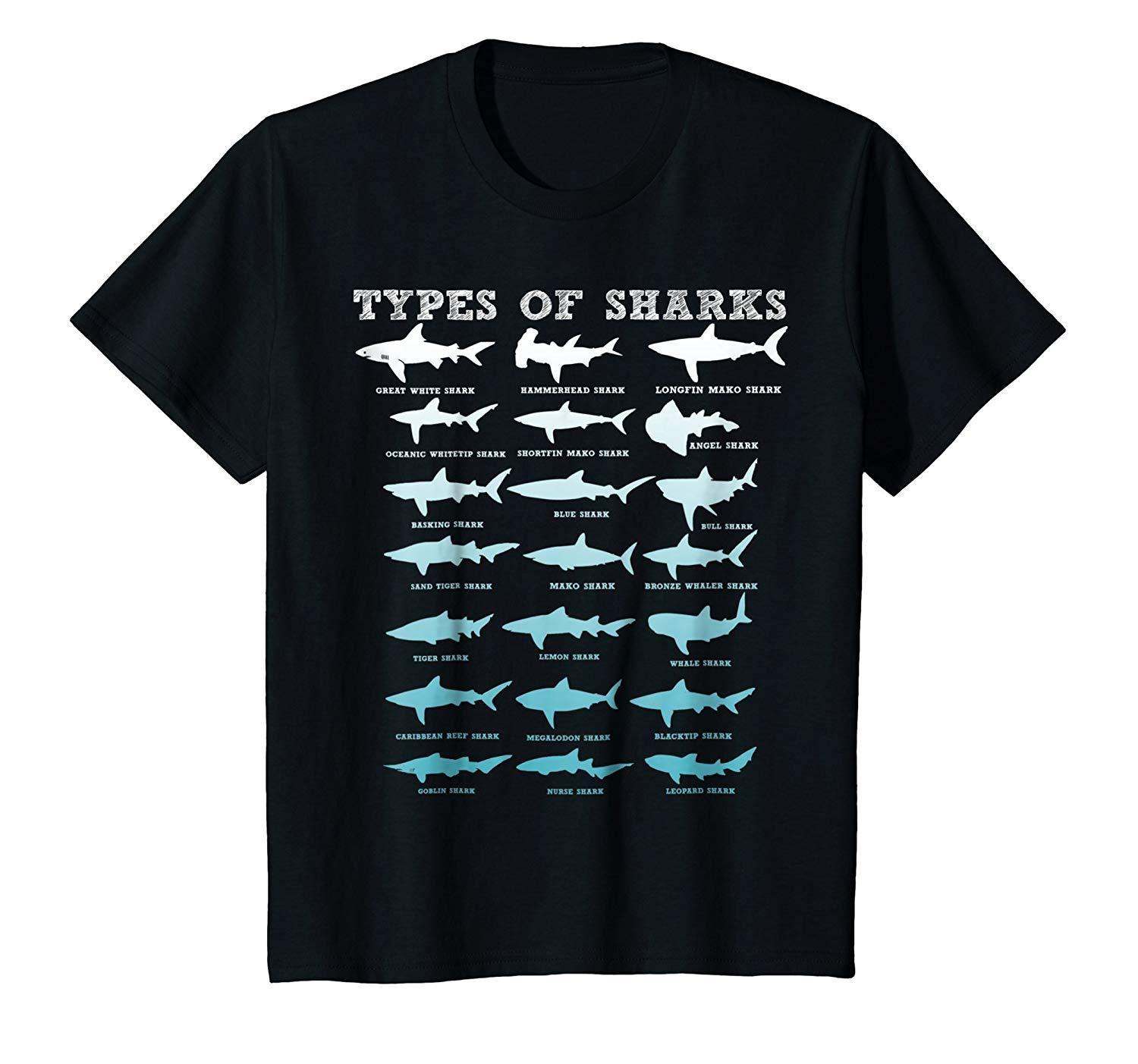 Shop 21 Types Of Sharks Marine Biology T-Shirt