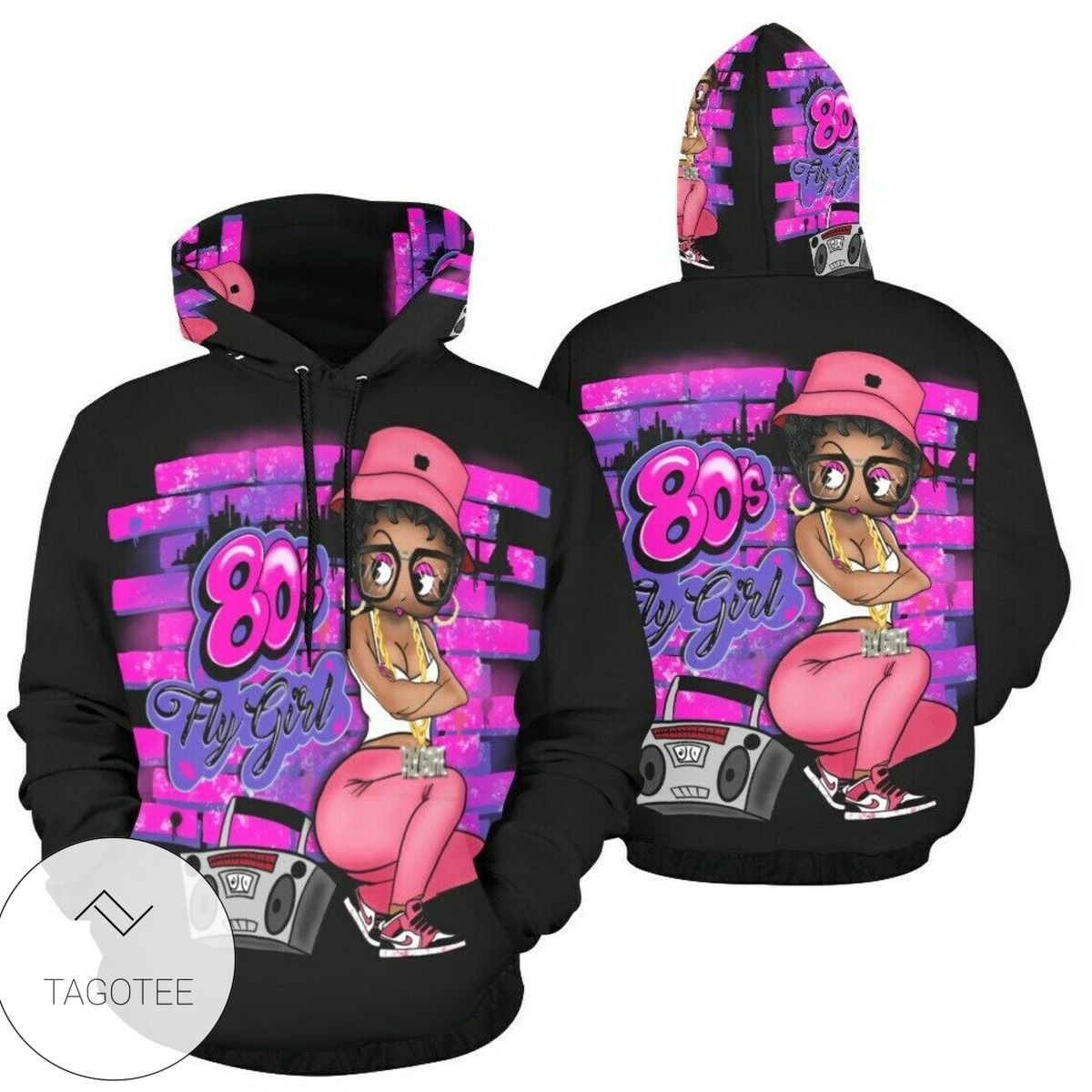 80S Fly Girl Black Girl Hoodie 3D