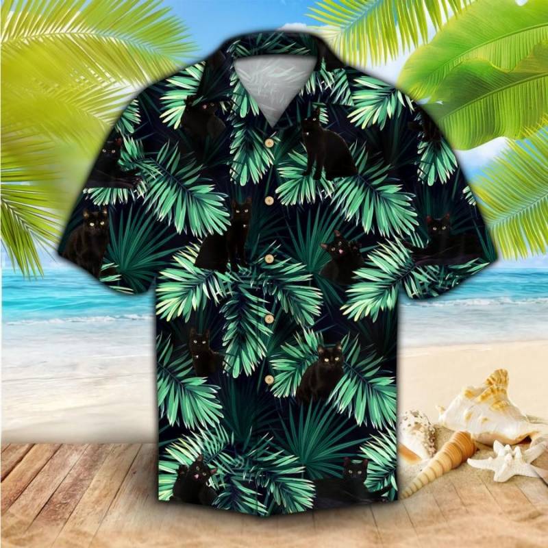 Black Cat Hawaiian Shirt Ha10985