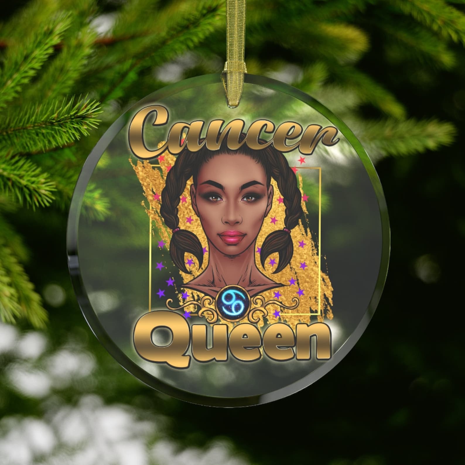 Cancer Black Girl Black Woman Cancer Queen Black Queen Cancer Zodiac Gifts Christmas Ornament