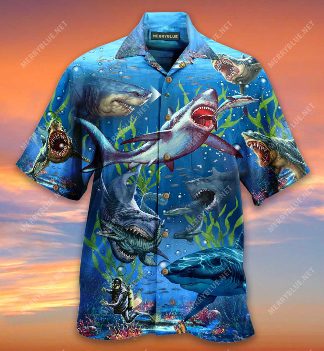 What If Megalodon Was Alive Unisex Hawaiian Shirt