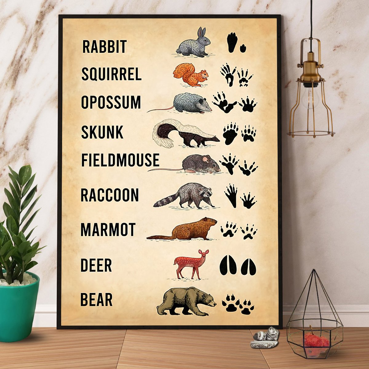 Woodland Animal Tracks Paper Poster No Frame