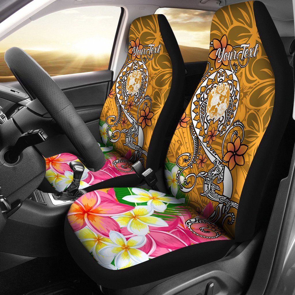 Tonga Custom Personalised Car Seat Covers – Turtle Plumeria (Gold) – BN18