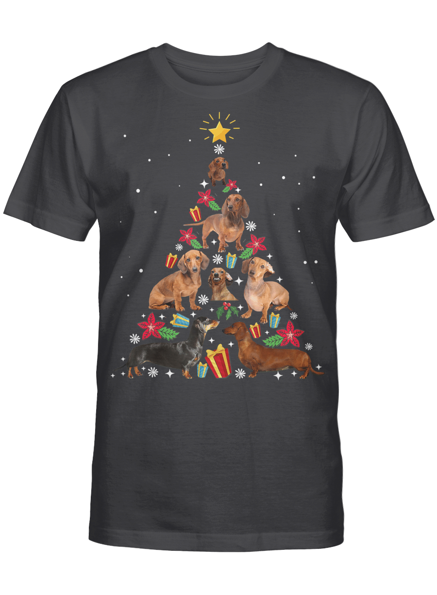 AmazeStyleZ Santa’s Reindeer, Ugly Christmas Sweater, Christmas Gift Ideas, Funny Dachshund Christmas Tree Shirt Ornament Decor Gift T-Shirt