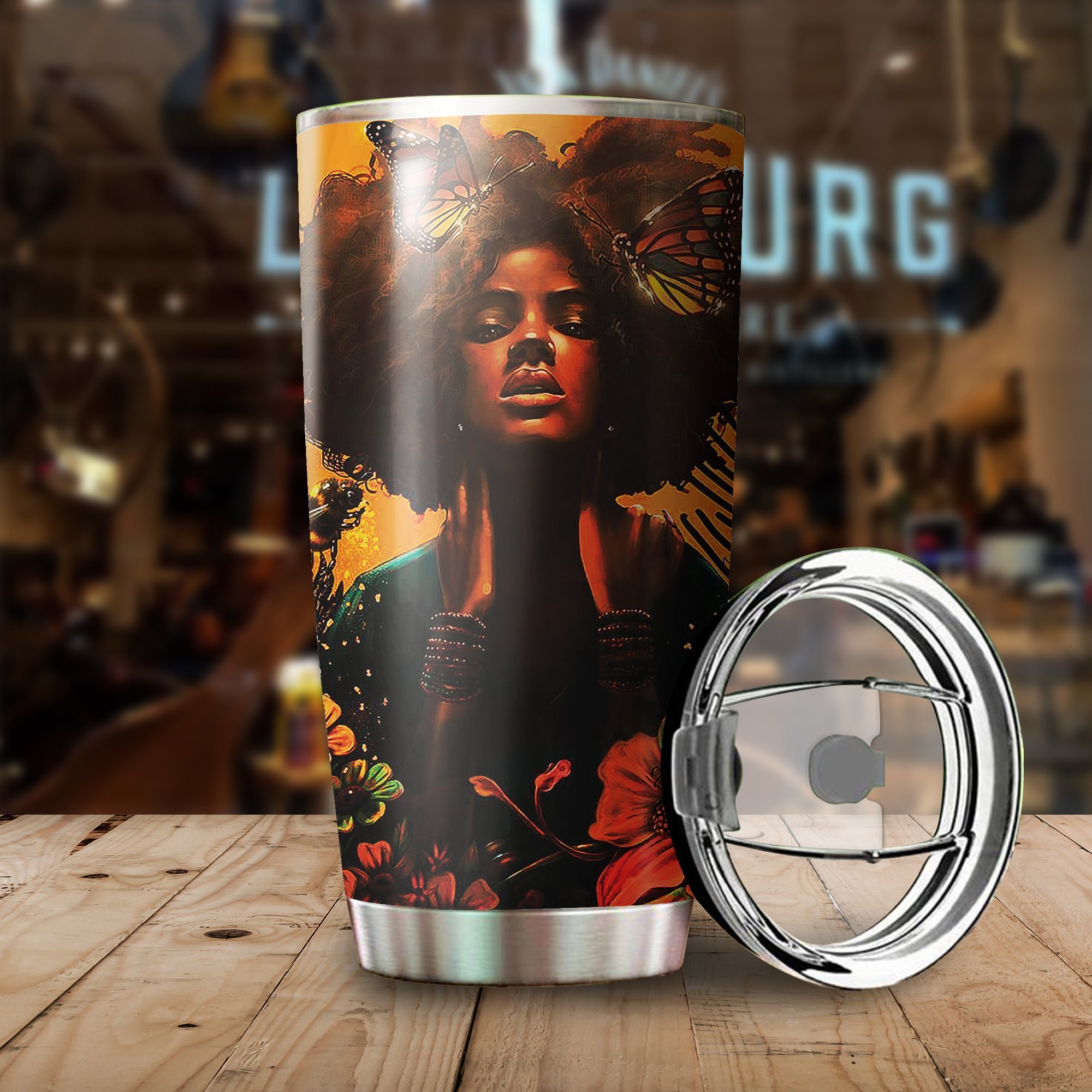 Black Girl And Natural Hair Stainless Steel Insulated Tumbler