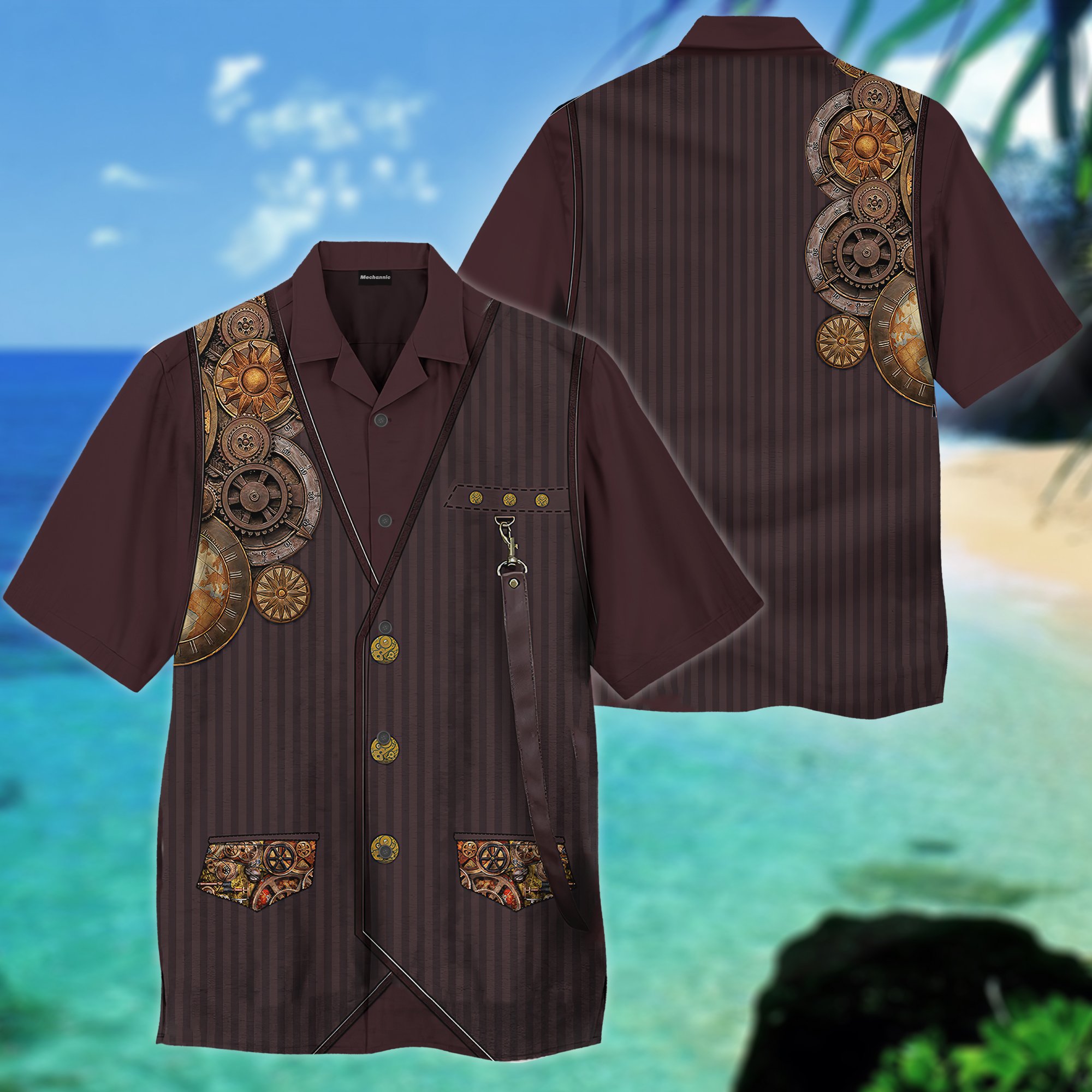 Awesome Steampunk Mechanic All Over Printed Hawaiian Shirt Ha81733