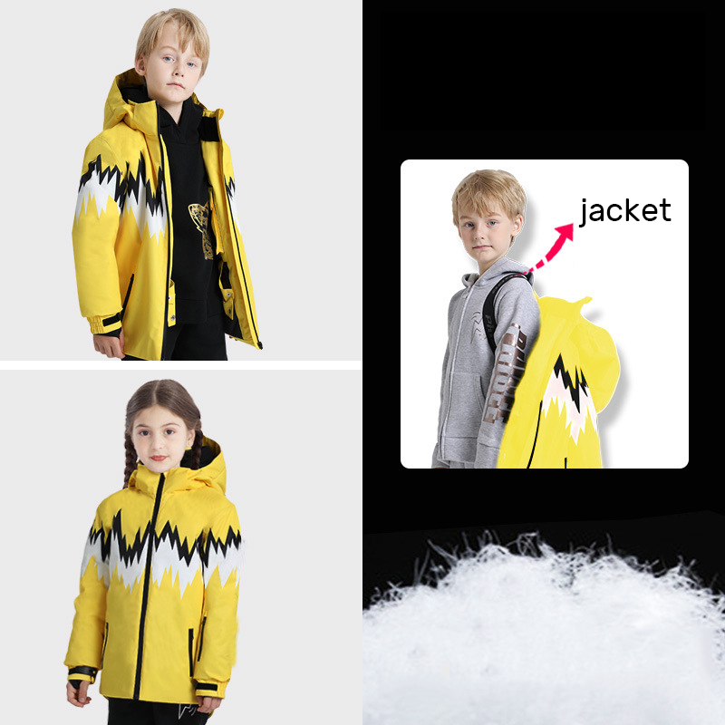 2022 Hooded Girl Ski Jacket Fleece Baby Boy Snow Coat Warm Waterproof Heated Children Outerwear Sport Mountain Windproof Clothes alx