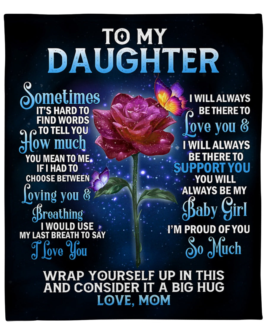 To My Daughter How Much You Mean To Me Fleece Blanket Gift For Family, Birthday, Daughter, Mother To Daughter Gift Home Decor Bedding Couch Sofa Soft And Comfy