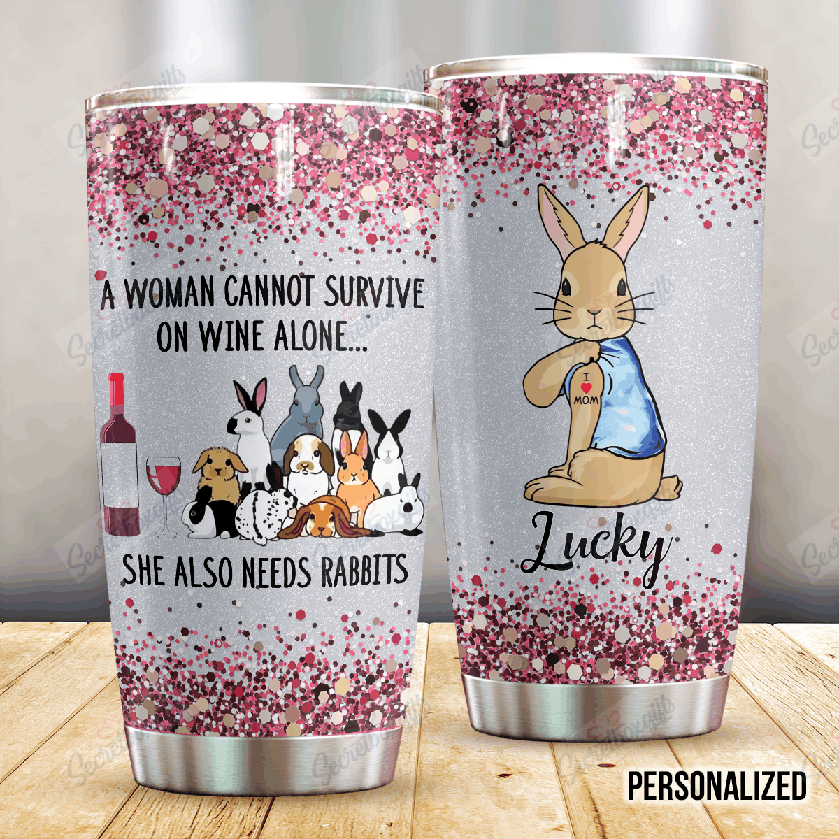 Personalized Rabbit She Also Needs Rabbits Nc1311585Cl Stainless Steel Tumbler Travel Customize Name, Text, Number, Image