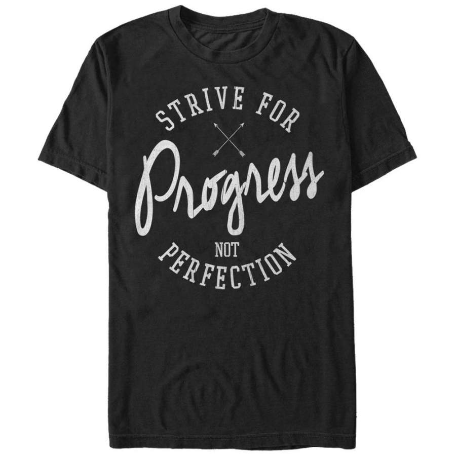 CHIN UP Women’s Strive For Progress Not Perfection  Boyfriend Tee Black