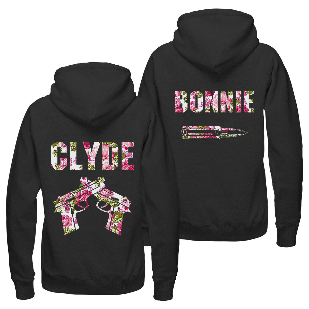 Clyde Bonnie Flower Couple Matching Hoodie, His And Her Hoodies For Couples, Matching Couple Shirt, Valentine’S Day Gifts