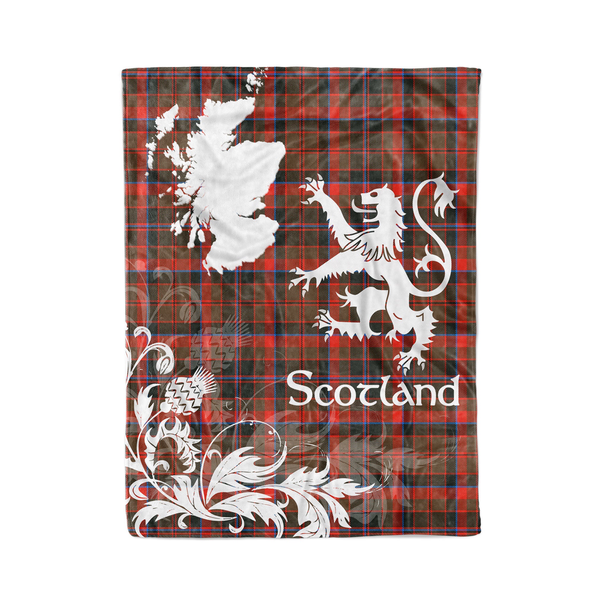 Tartan Plaid Fleece Blanket Tartan Blanket Thistle And Lion Scottish Clan Cumming Hunting Weathered Plaid Blanket