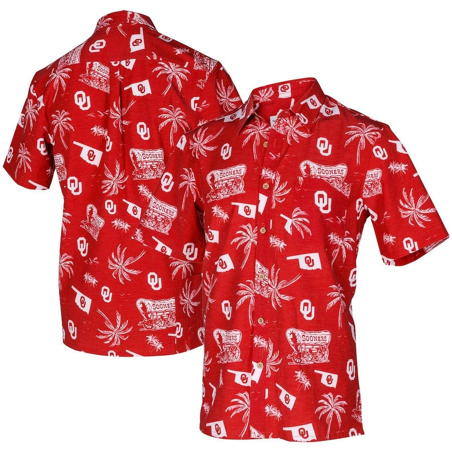 Oklahoma Sooners Crimson Coconut Tree Hawaii Shirt Ha4546