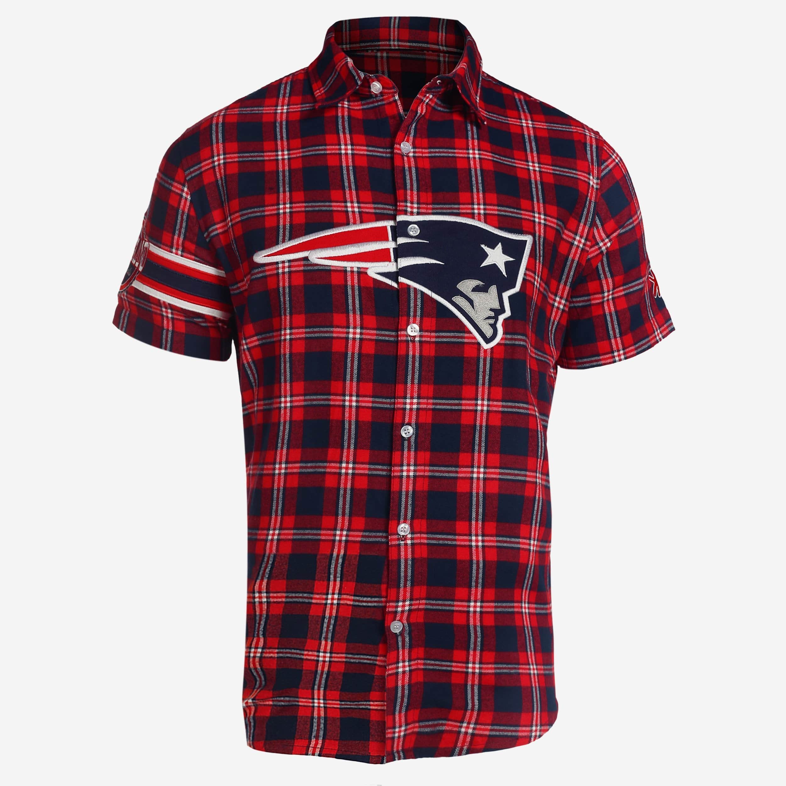 New England Patriots Colorblock Short Sleeve Flannel Shirt