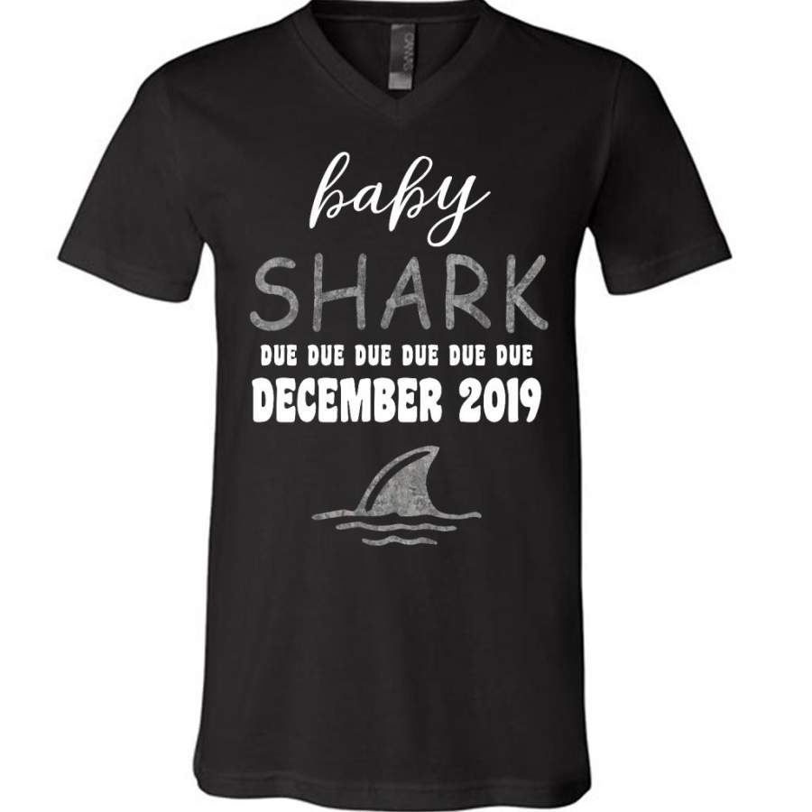 Baby Shark Due Due Due Due December 2019, Birthday Gift – Canvas Unisex V-Neck Shirt