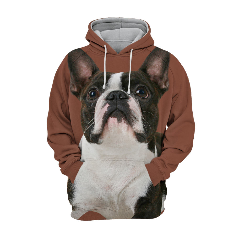 Unisex 3D Graphic Hoodies Animals Dogs Boston Terrier Looking Up