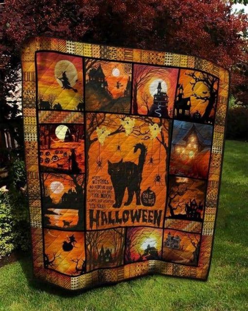 When Witches Go Riding And Black Cats Are Seen The Moon Laughs And Whispers Tis Near Halloween Black Cat And Boo Ghost Halloween Blanket