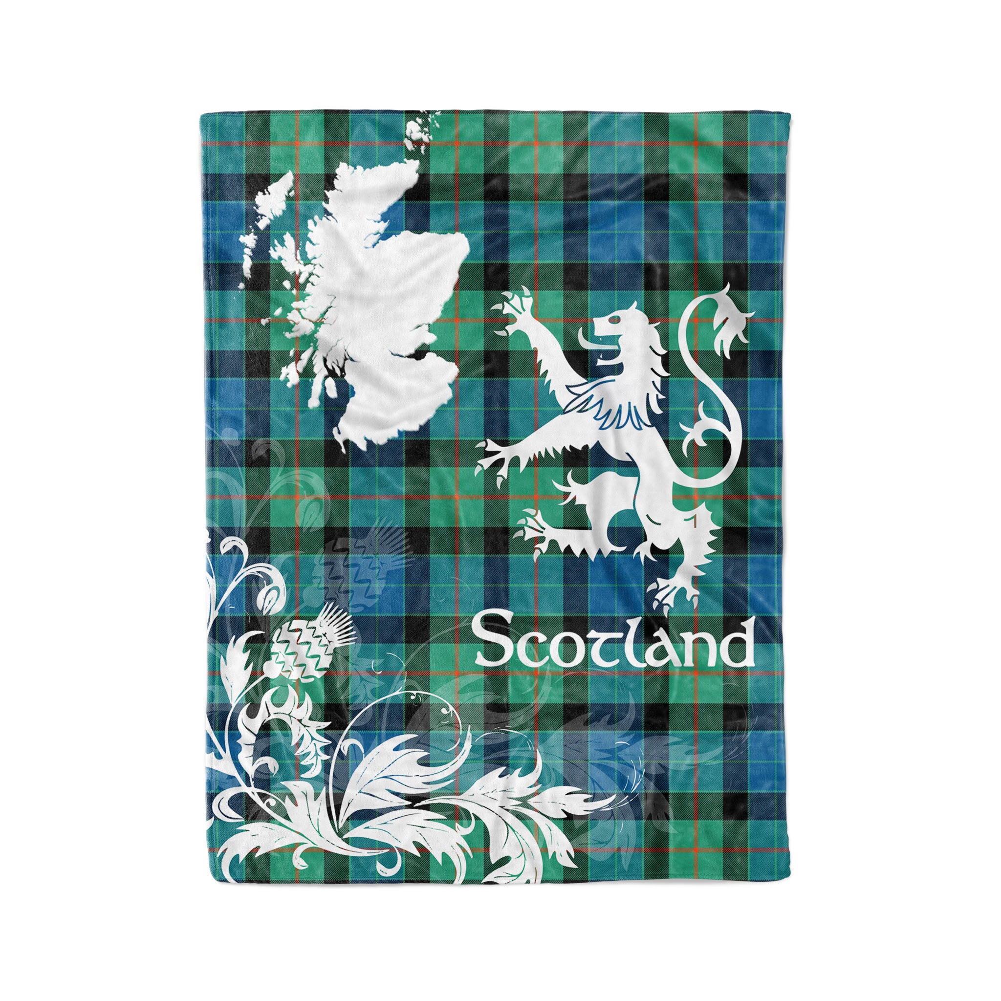 Tartan Plaid Fleece Blanket Tartan Blanket Thistle And Lion Scottish Clan Gunn Ancient Plaid Blanket