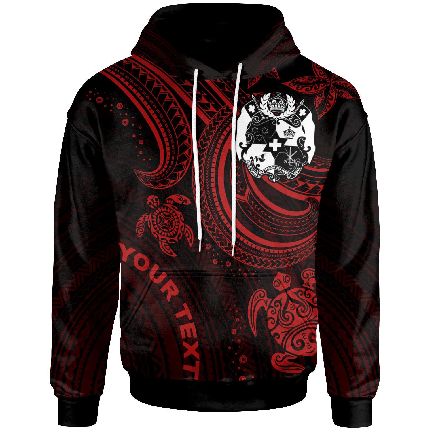 Tonga Custom Personalised Hoodie – Red Turtle – BN26