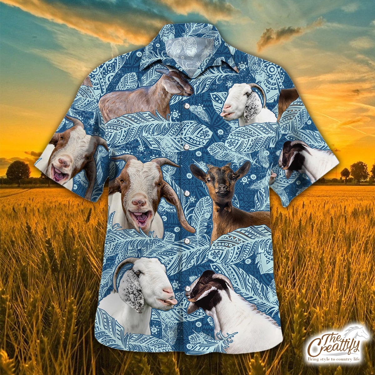 Goat Blue Feather Hawaii Shirt Ha85521