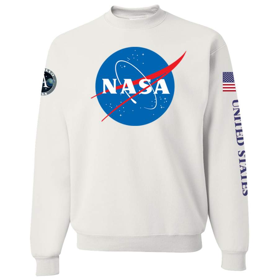 NASA Insignia Apollo Program White Heavy-Duty Crewneck Sweatshirt T-Shirt