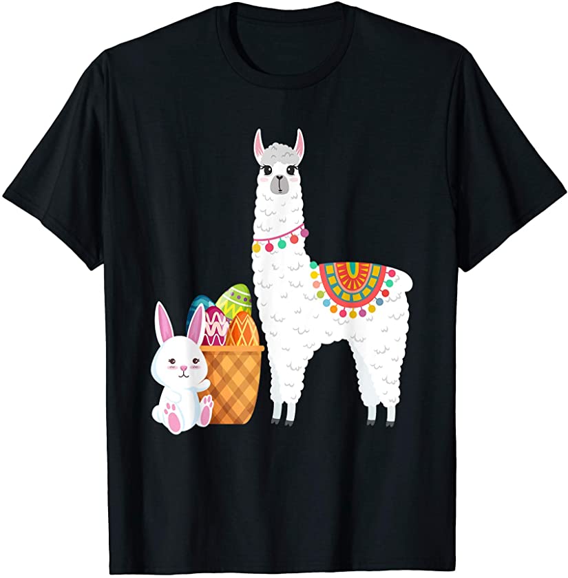 Cute Easter Bunny Llama Alpaca Easter Eggs Funny Easter T-Shirt