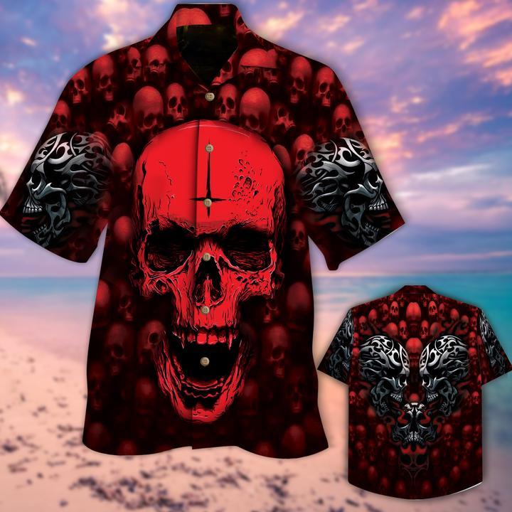 Skull Red Halloween Aloha Hawaii Shirts For Men Women Ha90575