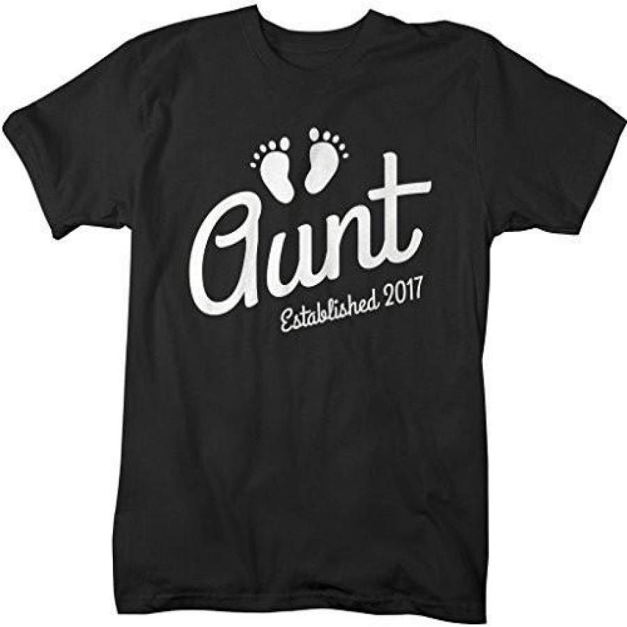 Shirts By Sarah Women’s Aunt Established 2017 Unisex T-Shirt Baby Feet Cute Shirts