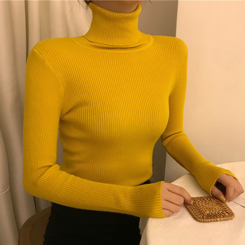 Causal Turtleneck Knitted Women Sweater Ladies Autumn Winter Fashion Korean Long Sleeve Pullover Sweater Warm Soft Tops alx