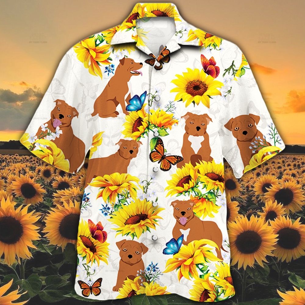 Staffordshire Bull Terrier Dog Lovers Sun Flower Hawaii Shirt Ha100976