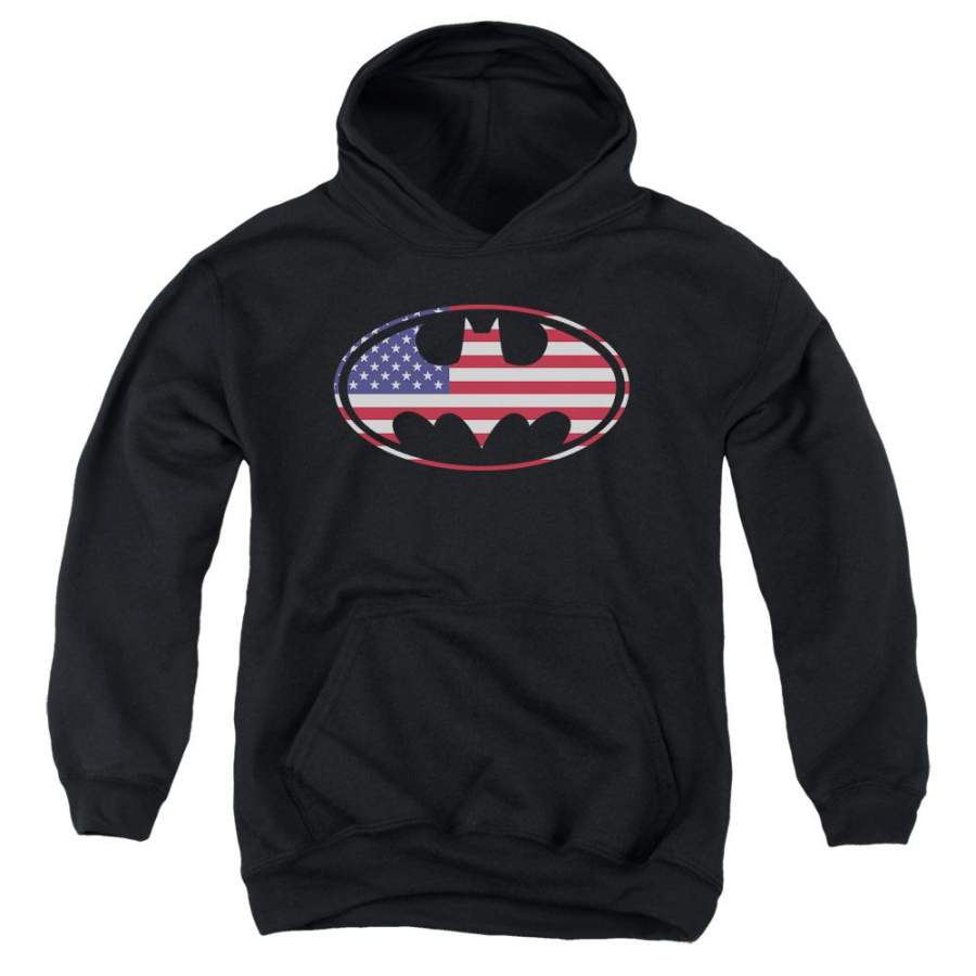 Batman – American Flag Oval Youth Pull Over Hoodie