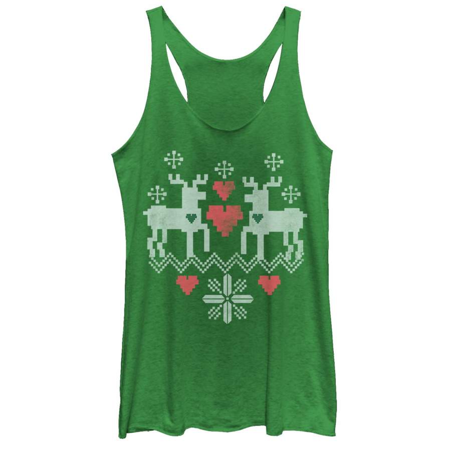 Lost Gods Women’s Christmas Reindeer Love  Racerback Tank