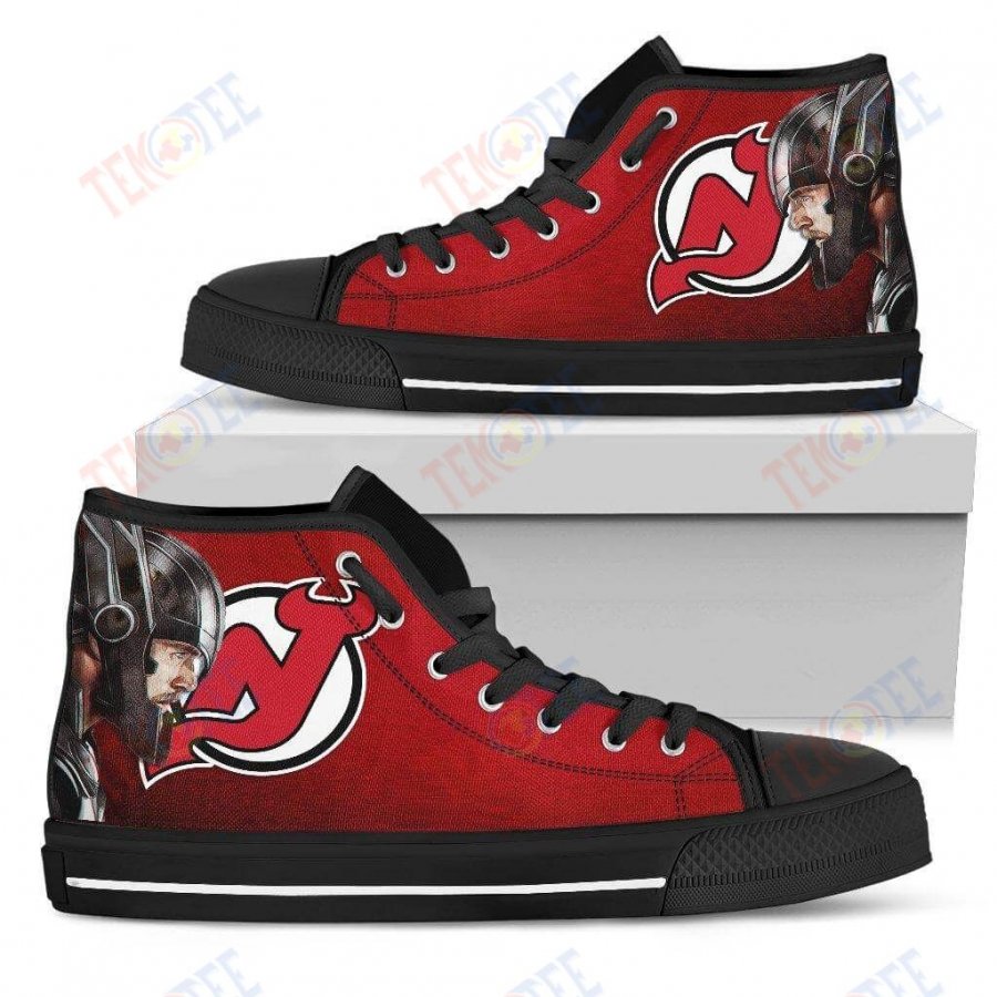 Mens Womens New Jersey Devils High Top Shoes Thor Head Beside Shoes TMT849